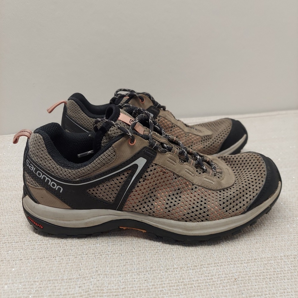 Salomon Ellipse Mehari Walking Shoes Women US 8 Brown Mesh Low Top 401591